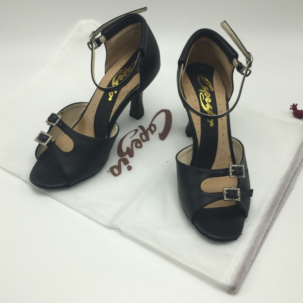Capezio ballroom sandal shoe 2.5” heel black 5M